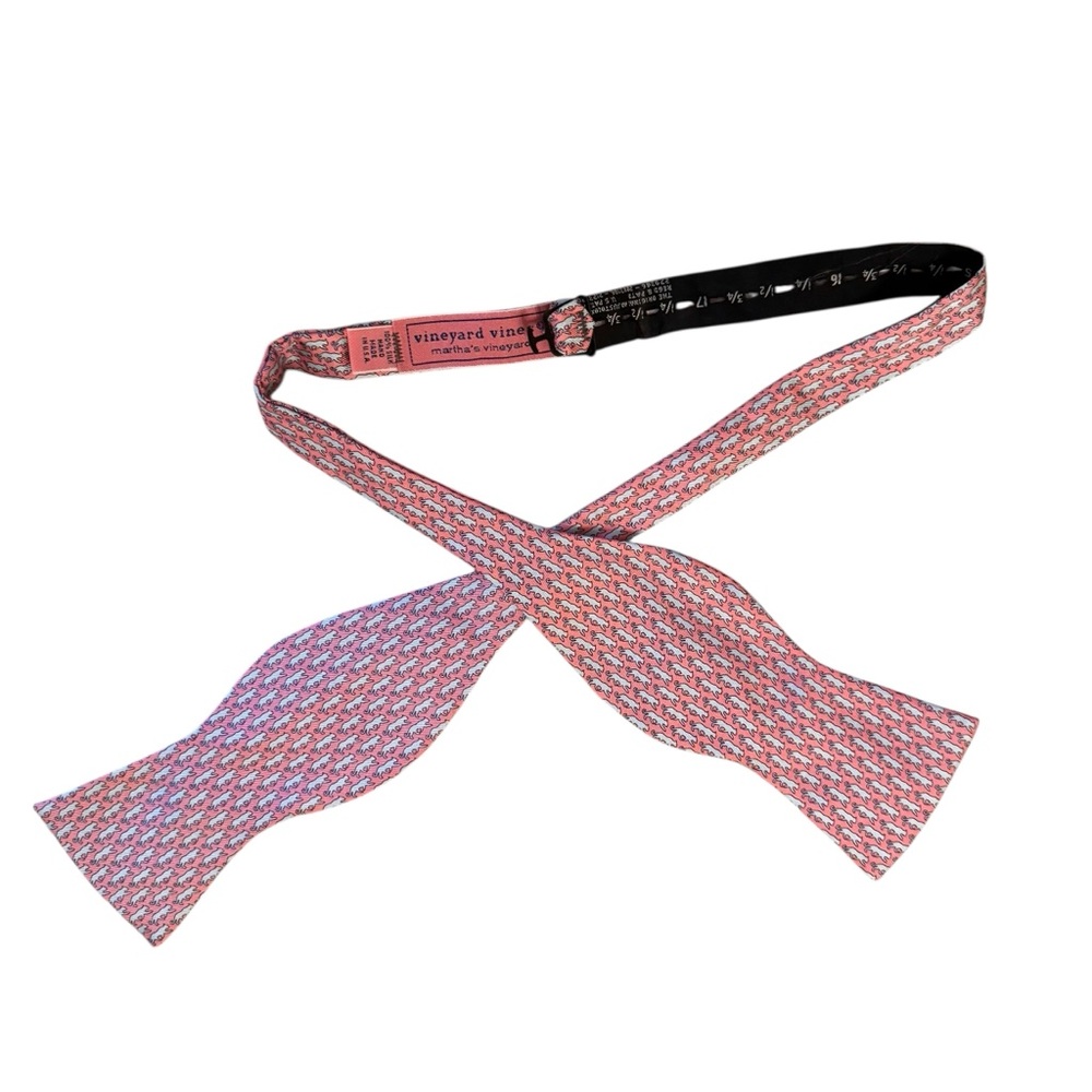 Vineyard Vines Pink Cat Silk Bow Tie Adjustable Hand Made USA Preppy Classic